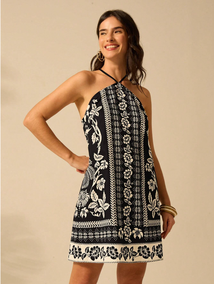 Vestido Curto Palm Waves – Borbogata